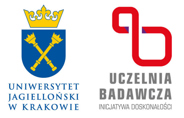 Logotypy projektu: Uniwersytet Jagielloński w Krakowie oraz Inicjatywa doskonałości – uczelnia badawcza